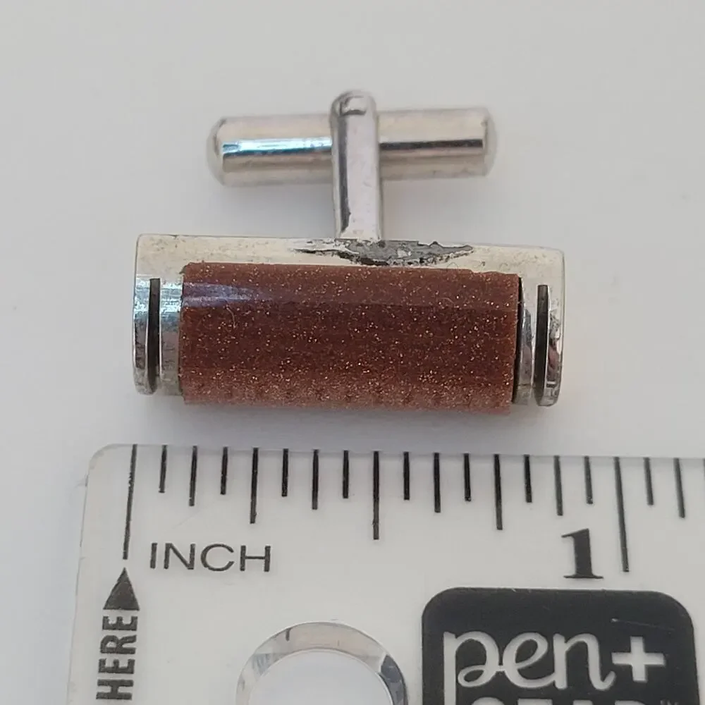 Dandy Lo Vintage Goldstone Cufflinks Silver Tone Rectangle‎ Retro 50-60s Sparkle